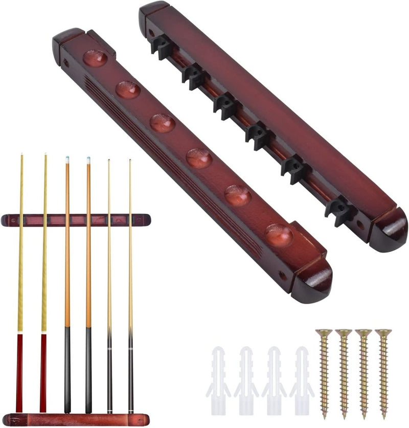 Laden Sie das Bild in Galerie -Viewer, Biljartkeu wandhouder voor 6 keuen – houten keurek voor pool en snooker - happygetfit.com
