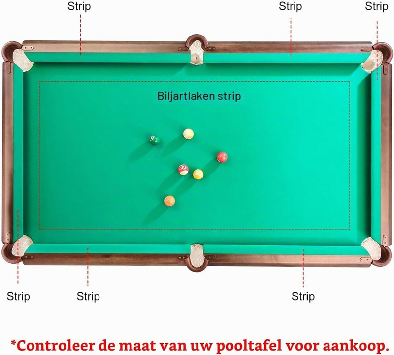 Laden Sie das Bild in Galerie -Viewer, Biljartlaken 9 ft rood met 6 bandenstroken – vervangend biljartdoek – pooltafel accessoires - happygetfit.com
