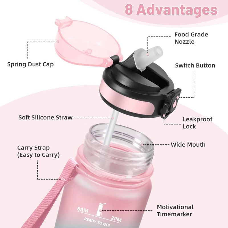 Laad afbeelding in Galerijviewer, 💧 Blijf gehydrateerd met deze BPA - vrije drinkfles van 500 ml en 1000 ml! - happygetfit.com
