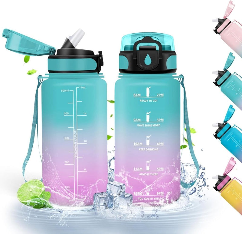 Laad afbeelding in Galerijviewer, 💧 Blijf gehydrateerd met deze BPA - vrije drinkfles van 500 ml en 1000 ml! - happygetfit.com
