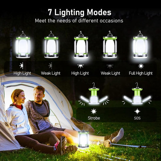 Blukar Campinglantaarn Oplaadbaar, Campingverlichting Lamp - 7 Lichtstanden 60 LED Ultraheldere LED-Tentlamp 10+ Uur Batterijduur voor Kamperen, Noodgevallen, Vissen, Wandelen enz. - happygetfit.com