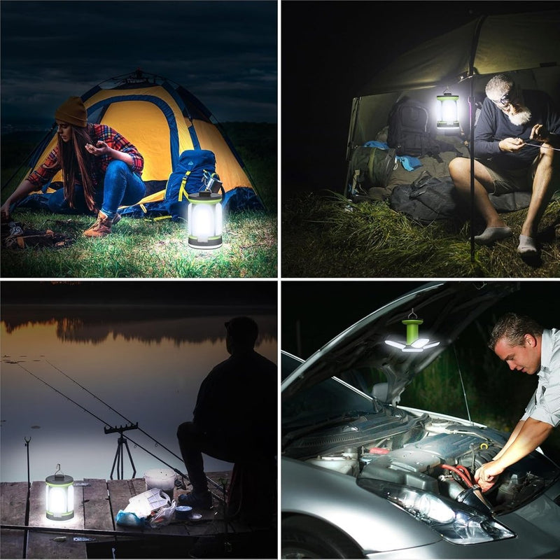 Laad afbeelding in Galerijviewer, Blukar Rechargeable Camping Lantern,Super Bright LED Camping Lights Lamp - 7 Light Modes 60 LEDs Tent Light 10+ Hrs Runtime for Hurricane,Power Outages,Emergency,Home, Camping and More - happygetfit.com
