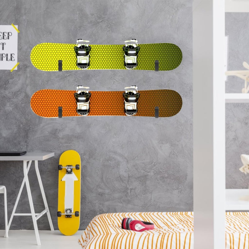 Załaduj obraz do przeglądarki galerii, Board wandhouders 2 paar van metaal zwart tot 25 kg – skateboard snowboard longboard wandhaken - happygetfit.com
