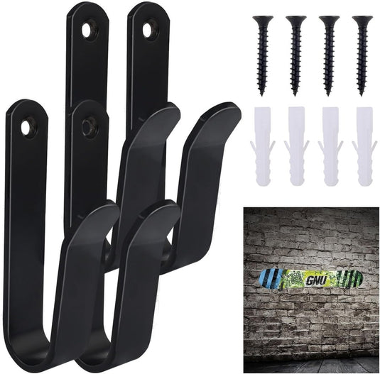 Board wandhouders 4 stuks van metaal zwart – horizontale skateboard snowboard longboard houders - happygetfit.com