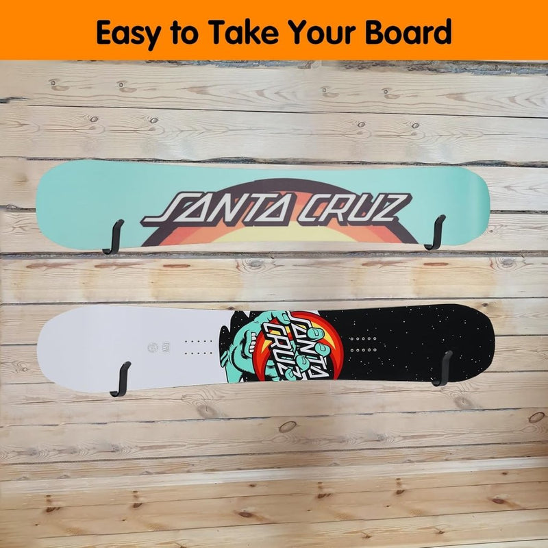Load image into Gallery viewer, Board wandhouders 4 stuks van metaal zwart – horizontale skateboard snowboard longboard houders - happygetfit.com
