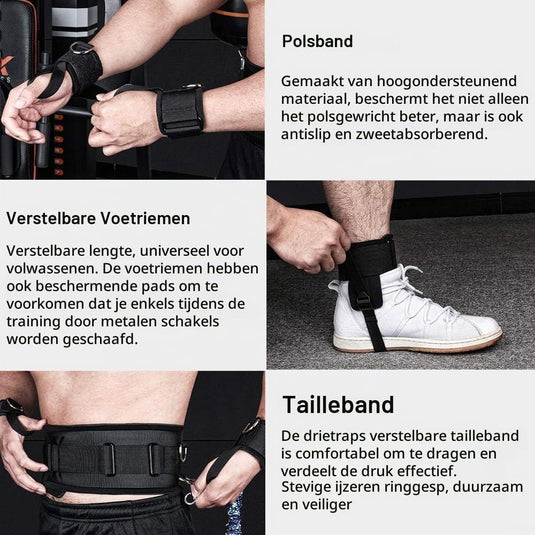 Boks weerstandsbanden set met verstelbare tailleband en enkelbanden voor krachttraining – bokselastieken – explosiviteitstraining - happygetfit.com