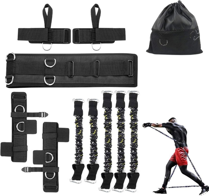 Laad afbeelding in Galerijviewer, Boks weerstandsbanden set met verstelbare tailleband en enkelbanden voor krachttraining – bokselastieken – explosiviteitstraining - happygetfit.com
