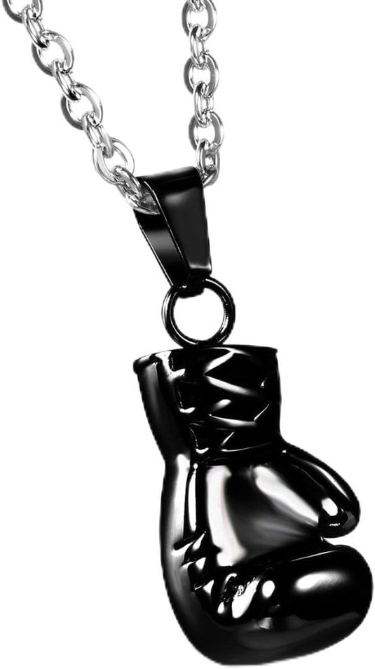 Bokshandschoen ketting van roestvrij staal met hanger en karabijnsluiting – bokssieraden – sportketting - happygetfit.com