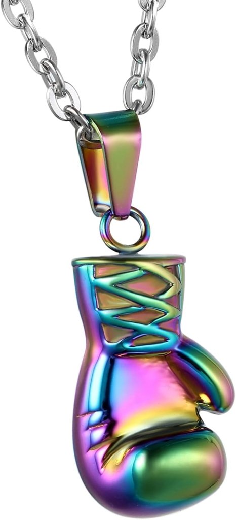 Laden Sie das Bild in Galerie -Viewer, Bokshandschoen ketting van roestvrij staal met hanger en karabijnsluiting – bokssieraden – sportketting - happygetfit.com
