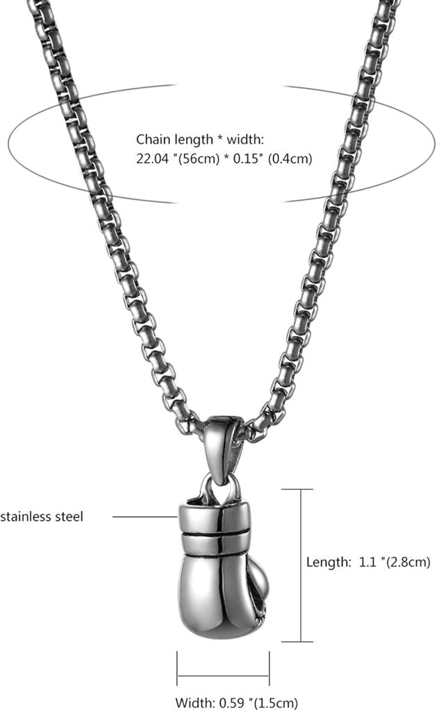 Laden Sie das Bild in Galerie -Viewer, Bokshandschoen ketting van roestvrij staal met hanger en karabijnsluiting – bokssieraden – sportketting - happygetfit.com
