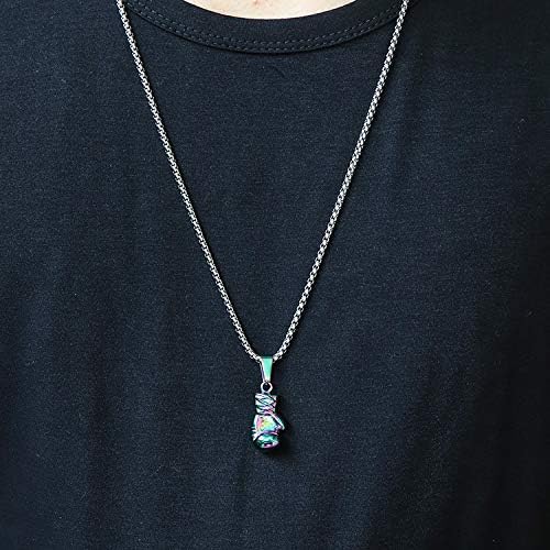 Laden Sie das Bild in Galerie -Viewer, Bokshandschoen ketting van roestvrij staal met hanger en karabijnsluiting – bokssieraden – sportketting - happygetfit.com
