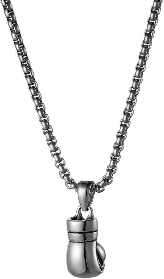 Bokshandschoen ketting van roestvrij staal met hanger en karabijnsluiting – bokssieraden – sportketting - happygetfit.com