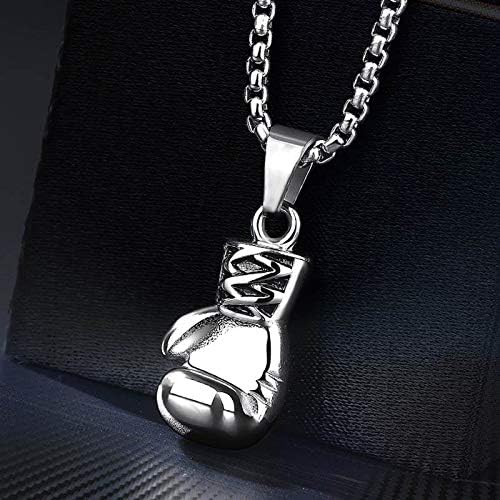 Laden Sie das Bild in Galerie -Viewer, Bokshandschoen ketting van roestvrij staal met hanger en karabijnsluiting – bokssieraden – sportketting - happygetfit.com
