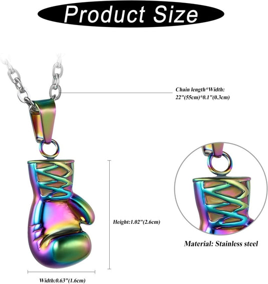 Bokshandschoen ketting van roestvrij staal met hanger en karabijnsluiting – bokssieraden – sportketting - happygetfit.com