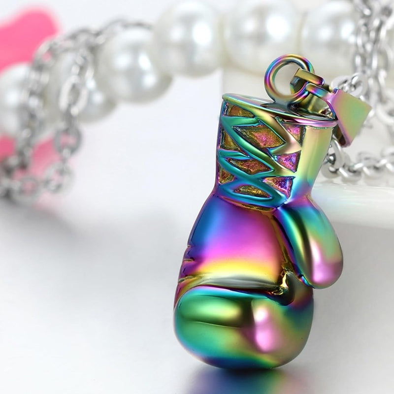 Laden Sie das Bild in Galerie -Viewer, Bokshandschoen ketting van roestvrij staal met hanger en karabijnsluiting – bokssieraden – sportketting - happygetfit.com
