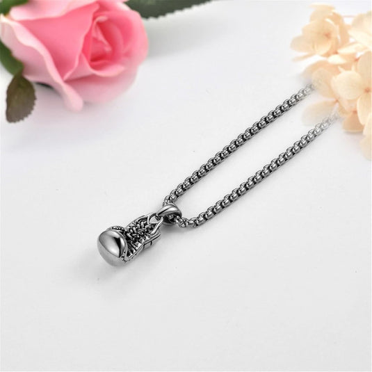 Bokshandschoen ketting van roestvrij staal met hanger en karabijnsluiting – bokssieraden – sportketting - happygetfit.com