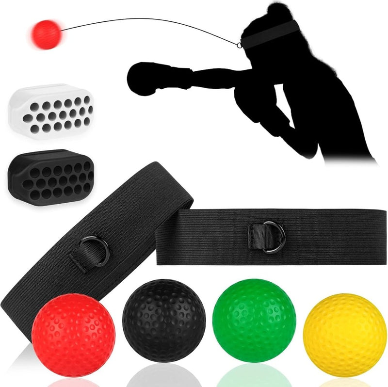 Bild im Galerie-Viewer laden, Boksreflexbal set met 4 trainingsballen en 2 verstelbare hoofdbanden – reactietraining – bokscoördinatie - happygetfit.com
