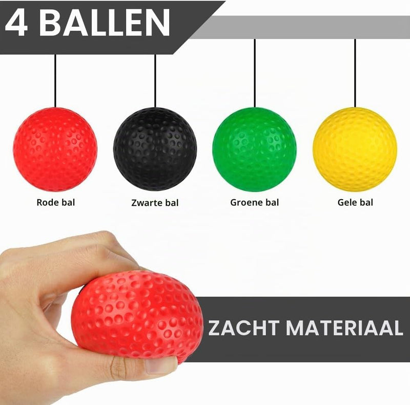 Bild im Galerie-Viewer laden, Boksreflexbal set met 4 trainingsballen en 2 verstelbare hoofdbanden – reactietraining – bokscoördinatie - happygetfit.com
