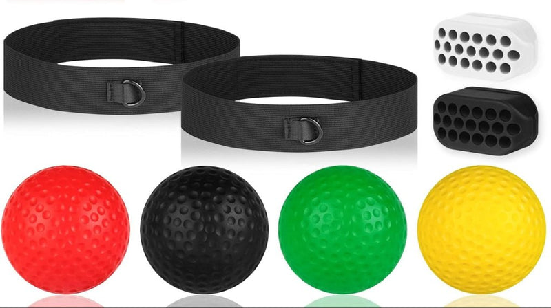 Bild im Galerie-Viewer laden, Boksreflexbal set met 4 trainingsballen en 2 verstelbare hoofdbanden – reactietraining – bokscoördinatie - happygetfit.com
