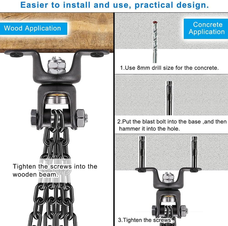 Load image into Gallery viewer, Bokszak ophangset met 360 graden draaibare plafondbeugel en 4 kettingen – bokszakbevestiging – boksaccessoires - happygetfit.com
