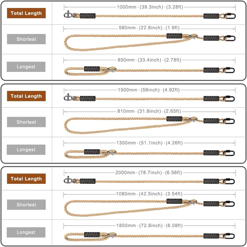 Chargez l'image dans la visionneuse de la galerie, Boomschommel ophangtouw 101,6 cm – verstelbaar met rvs gesp – voor schommel, hangmat en hangstoel – beige - happygetfit.com
