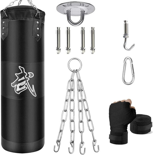 Bouw kracht en focus op met deze stevige hangende bokszakset voor thuis - happygetfit.com