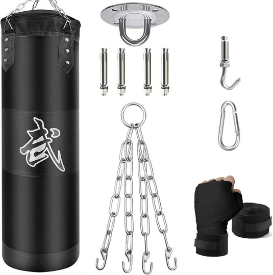 Bouw kracht en focus op met deze stevige hangende bokszakset voor thuis - happygetfit.com