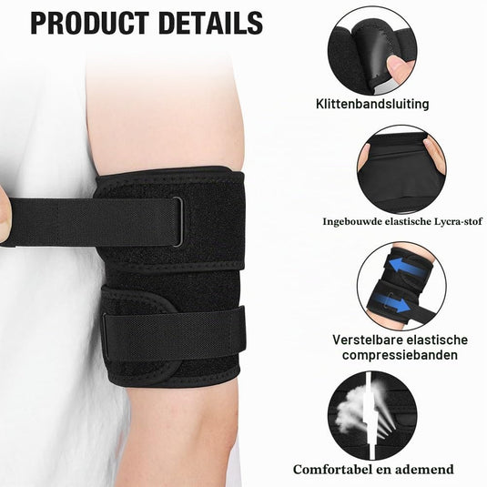 Bovenarmbandage met verstelbare compressie en dubbele klittenbandsluiting voor biceps en triceps – armcompressie – spierondersteuning - happygetfit.com