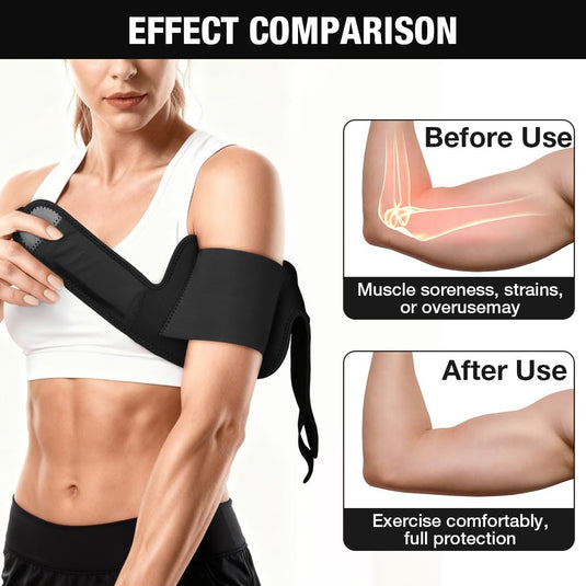 Bovenarmbandage met verstelbare compressie en dubbele klittenbandsluiting voor biceps en triceps – armcompressie – spierondersteuning - happygetfit.com