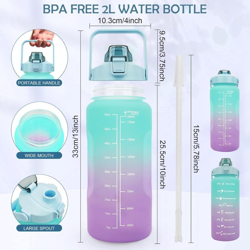 Load image into Gallery viewer, 💧 BPA - vrije sportwaterfles van 2 liter – Blijf moeiteloos gehydrateerd! - happygetfit.com
