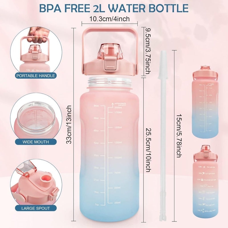 Load image into Gallery viewer, 💧 BPA - vrije sportwaterfles van 2 liter – Blijf moeiteloos gehydrateerd! - happygetfit.com
