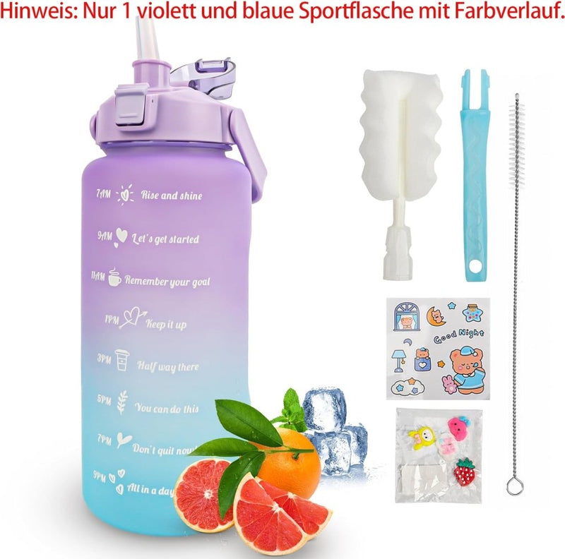 Load image into Gallery viewer, 💧 BPA - vrije sportwaterfles van 2 liter – Blijf moeiteloos gehydrateerd! - happygetfit.com
