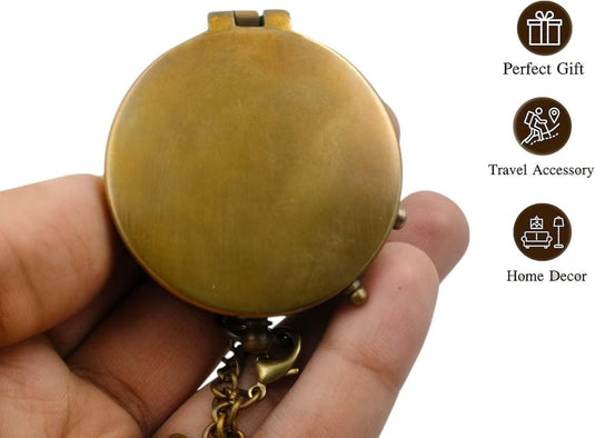 Brass Pocket Compass Hand Made Fully Functional Compass Antique Nautical Replica Item with Leather Case. - happygetfit.com