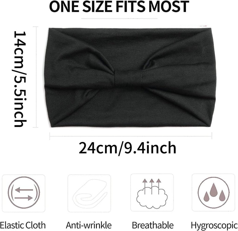 Charger l’image dans la visionneuse de galerie, Brede haarbanden dames 4 stuks van elastisch polyester met strikontwerp voor yoga fitness en dagelijks gebruik – tulbandhaarbanden – sporthoofdbanden - happygetfit.com
