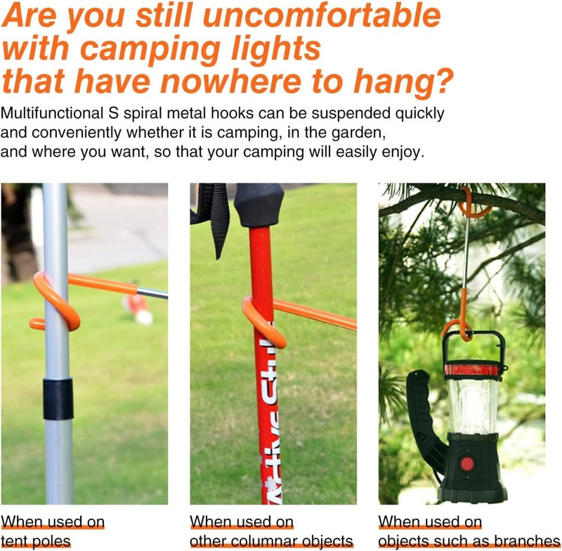 Load image into Gallery viewer, Buachois 3-delige buiten campingtent haak hanger multifunctionele camping lantaarn houder S-vormige lantaarnhaak hanger tweerichtings universele haak voor buiten camping vissen reizen avontuur (rood) - happygetfit.com

