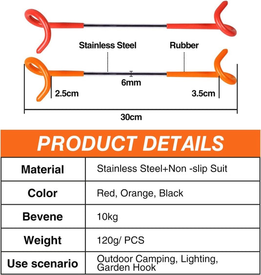Buachois 3-delige buiten campingtent haak hanger multifunctionele camping lantaarn houder S-vormige lantaarnhaak hanger tweerichtings universele haak voor buiten camping vissen reizen avontuur (rood) - happygetfit.com