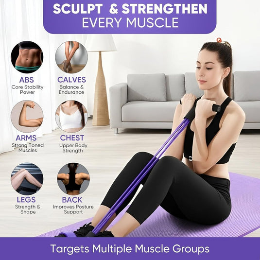 Buiktrainer, sit-up trainingsapparaat, bodybuilding, expander, full-body trainer voor thuis, 6 tubes, elastisch trekkoord, multifunctionele been-oefenaar voor fitness, afvallen, training, yoga - happygetfit.com