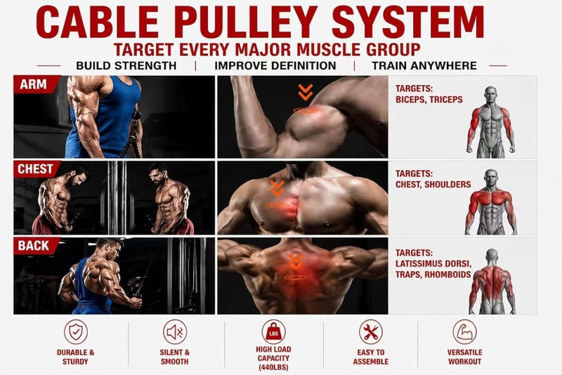Load image into Gallery viewer, Cable Pulley System Home Gym, LAT Pull Down Weight Pulley System Gym Fitness DIY Loading Pin Weight Lifting Triceps Rope Workout Adjustable Length Pulley Cable Machine Attachments for Home Gym - happygetfit.com
