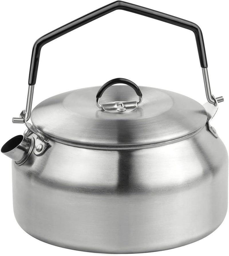Bild im Galerie-Viewer laden, Camping waterketel 1 liter van 304 roestvrij staal met inklapbare handgreep voor thee koffie en buiten koken – kampeerketel – outdoor kookgerei - happygetfit.com
