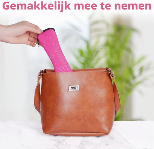 Campingbestek 6-delig van roestvrij staal met vork, lepel en flesopener inclusief opbergtas – reisbestek – picknickaccessoires - happygetfit.com