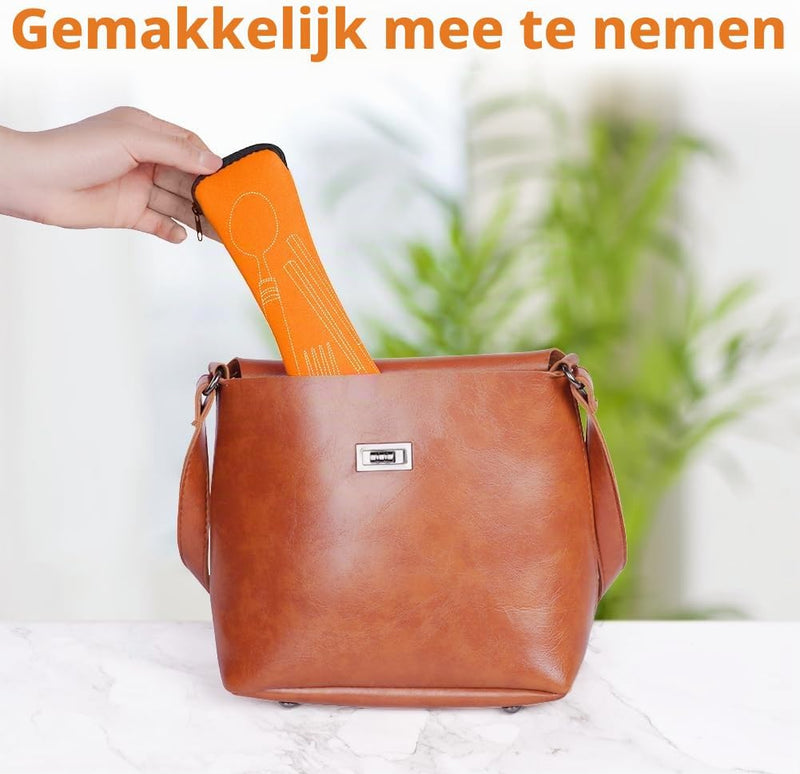 Bild im Galerie-Viewer laden, Campingbestek 6-delig van roestvrij staal met vork, lepel en flesopener inclusief opbergtas – reisbestek – picknickaccessoires - happygetfit.com
