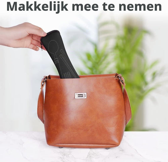 Campingbestek 6-delig van roestvrij staal met vork, lepel en flesopener inclusief opbergtas – reisbestek – picknickaccessoires - happygetfit.com