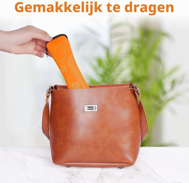 Bild im Galerie-Viewer laden, Campingbestek 6-delig van roestvrij staal met vork, lepel en flesopener inclusief opbergtas – reisbestek – picknickaccessoires - happygetfit.com
