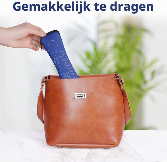 Campingbestek 6-delig van roestvrij staal met vork, lepel en flesopener inclusief opbergtas – reisbestek – picknickaccessoires - happygetfit.com