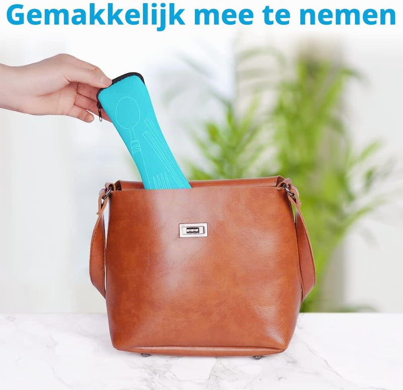 Bild im Galerie-Viewer laden, Campingbestek 6-delig van roestvrij staal met vork, lepel en flesopener inclusief opbergtas – reisbestek – picknickaccessoires - happygetfit.com
