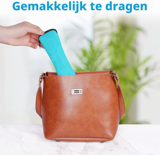 Campingbestek 6-delig van roestvrij staal met vork, lepel en flesopener inclusief opbergtas – reisbestek – picknickaccessoires - happygetfit.com