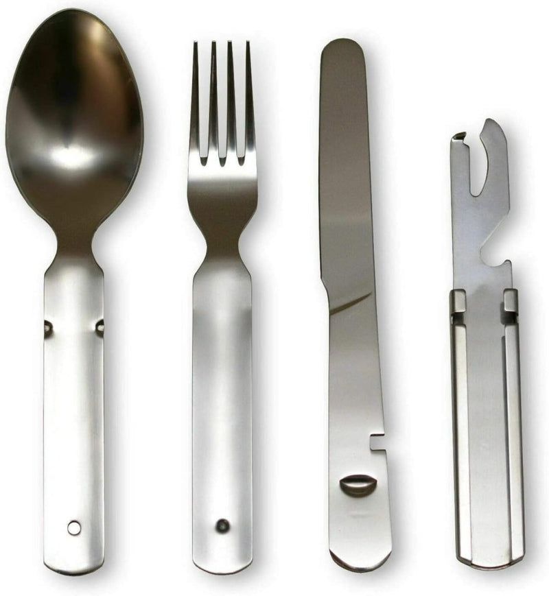 Laad afbeelding in Galerijviewer, Campingbestek set 4-delig roestvrij staal zilver - happygetfit.com
