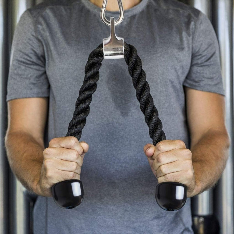 Laad afbeelding in Galerijviewer, CampTeck U6935 - Nylon Triceps Rope Twisted Pull Down Rope with Non-Slip Handles - Lats, Biceps, Triceps, Gym or Home - Black - happygetfit.com
