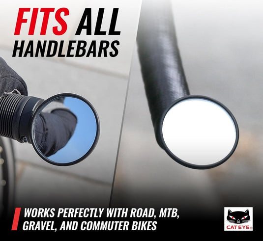 CATEYE BM-45 Bar End Mirror – Ultra Compact Mirror for Road, MTB and Gravel Bikes, Durable Aluminum with Scratch-Resistant Glass, Visibility and Safety for Cyclists - happygetfit.com