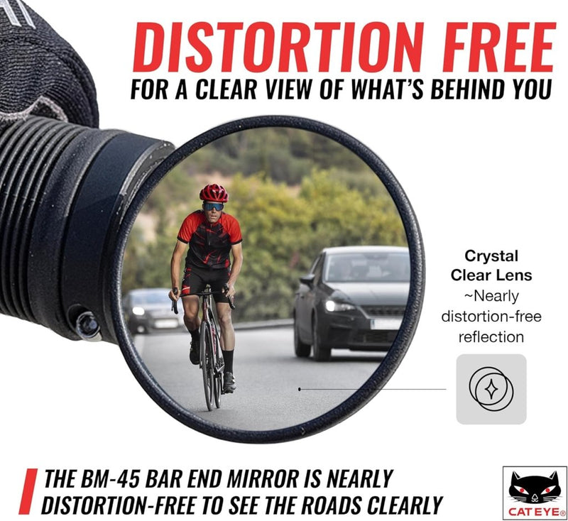 Load image into Gallery viewer, CATEYE BM-45 Bar End Mirror – Ultra Compact Mirror for Road, MTB and Gravel Bikes, Durable Aluminum with Scratch-Resistant Glass, Visibility and Safety for Cyclists - happygetfit.com
